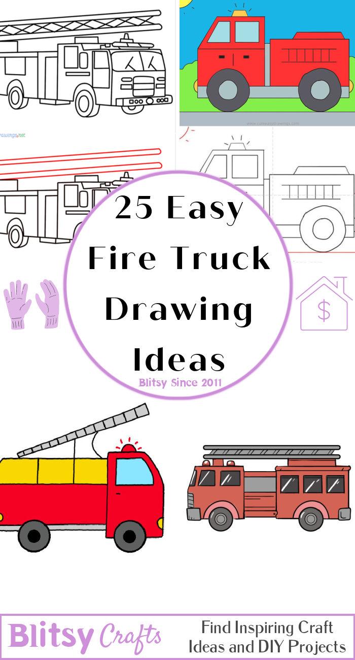 25 Easy Fire Truck Drawing Ideas - How to Draw