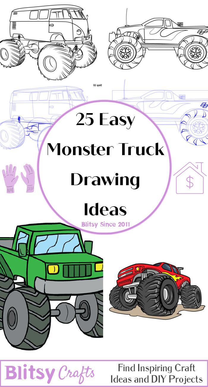25 Easy Monster Truck Drawing Ideas - How to Draw a Monster Truck