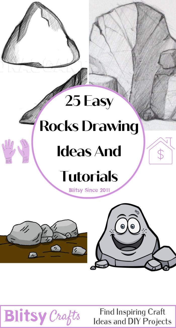 25 Easy Rocks Drawing Ideas - How to Draw Rocks