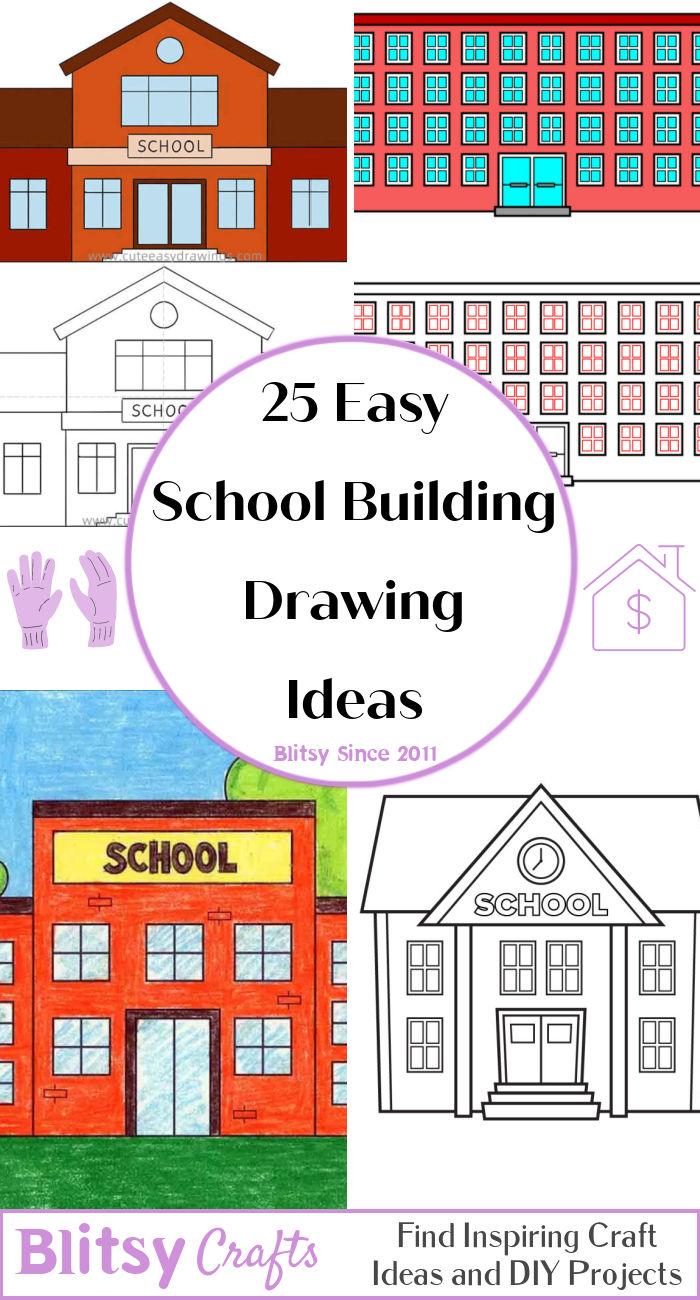 25 Easy School Drawing Ideas - How to Draw a School