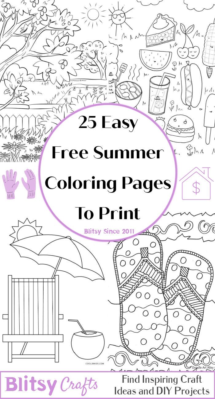 25 Easy and Free Summer Coloring Pages for Kids and Adults - Cute Summer Coloring Pictures and Sheets Printable