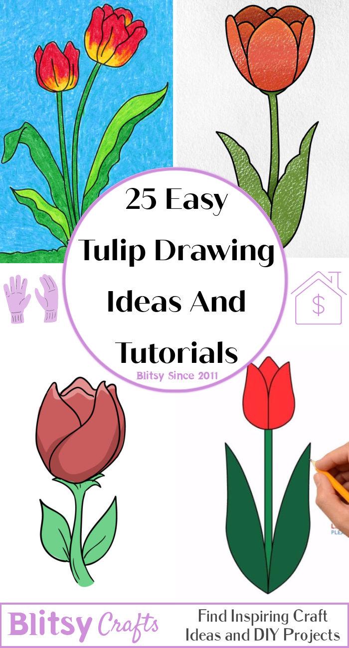 25 Easy Tulip Drawing Ideas - How to Draw a Tulip