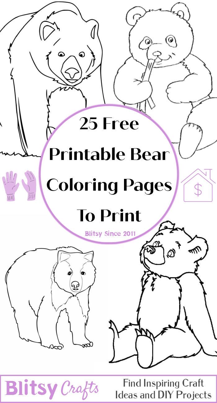 Free Printable Bear Coloring Pages To Print -  Cute Bear Coloring Sheet Ideas