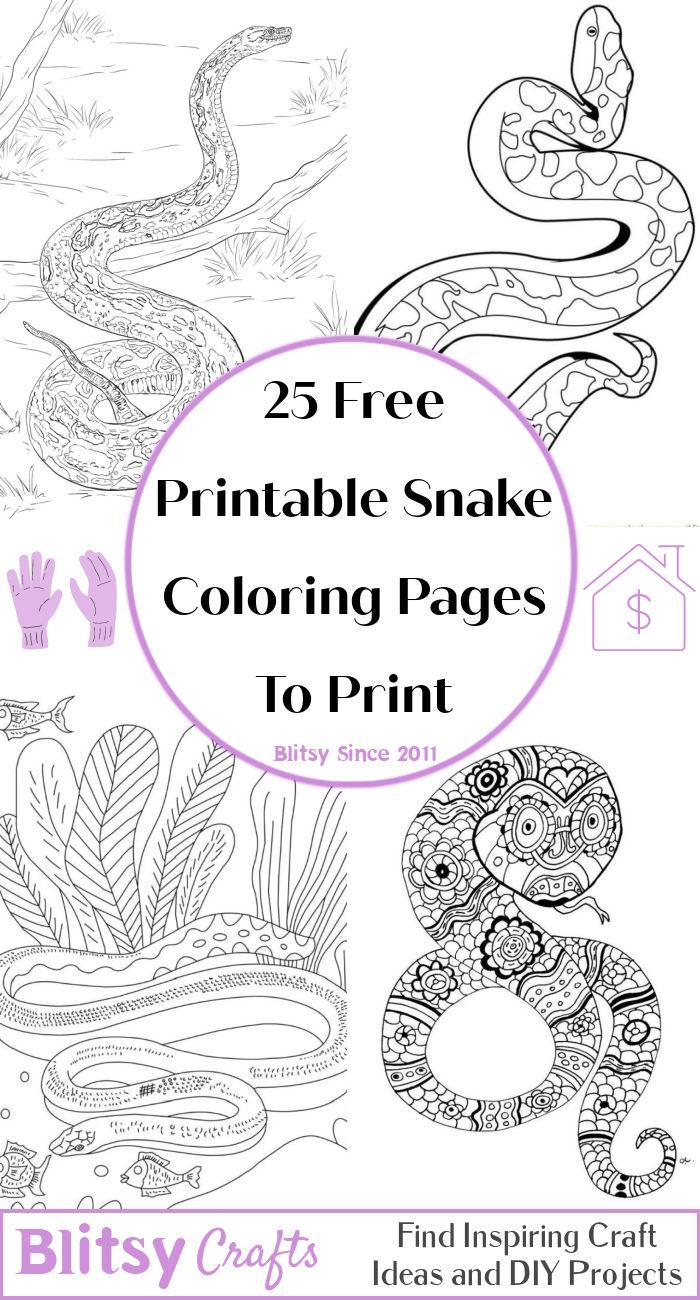 25 Free Snake Coloring Pages for Kids and Adults - Cute Snake Coloring Pictures and Sheets.