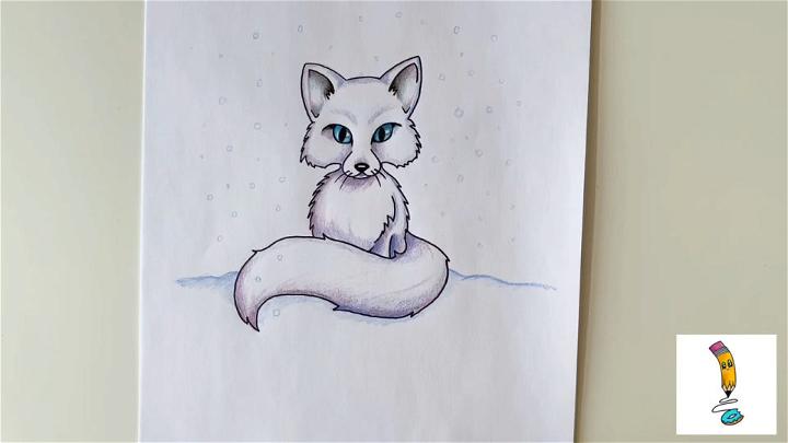 Adorable Arctic Fox Drawing