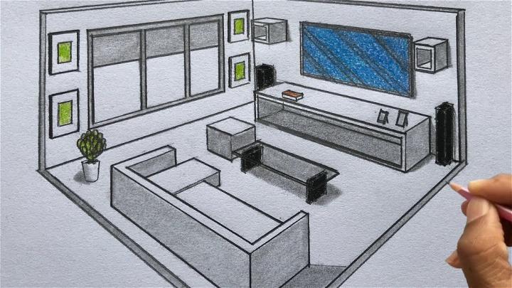 Aesthetic Room Drawing Using Two point Perspective