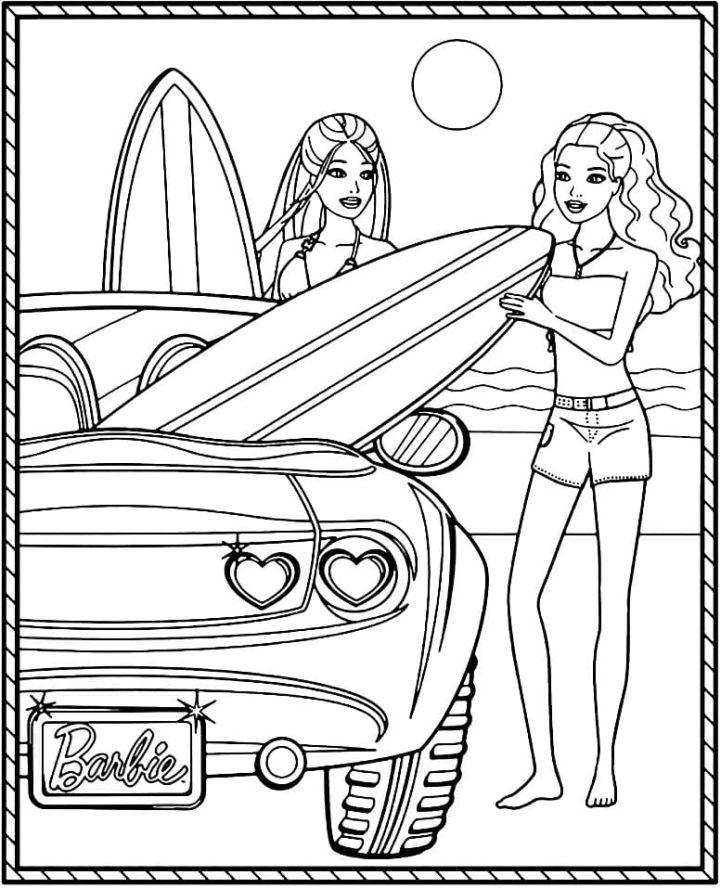 Barbie on Summer Coloring Page