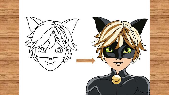 HOW TO DRAW CAT NOIR  How to Draw Ladybug Step by Step Miraculous The  Adventures of Ladybug 