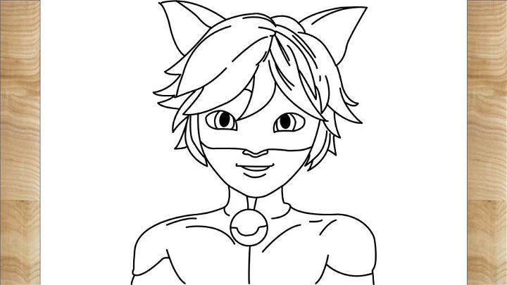 Cat Noir Outline Drawing