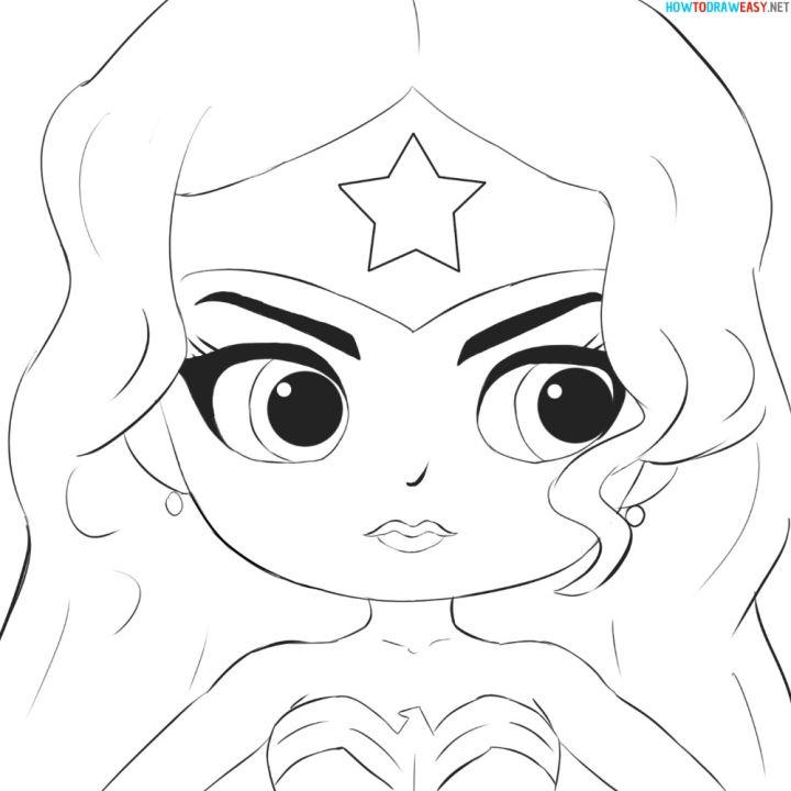 Chibi Wonder Woman Face Drawing