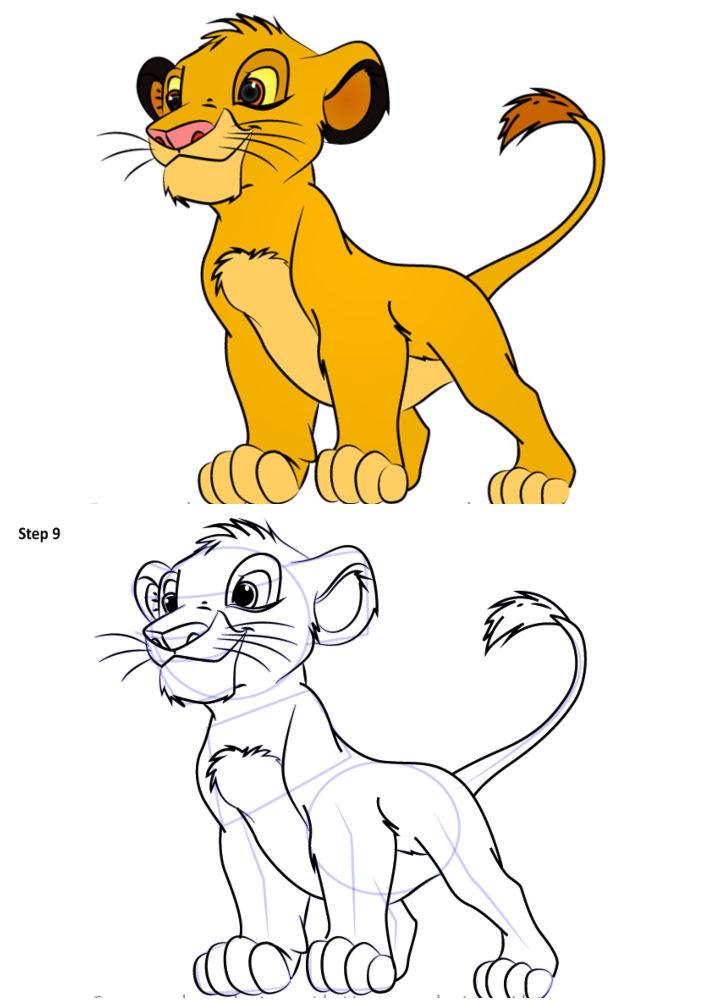 Cute Baby Simba Disney Character Drawing