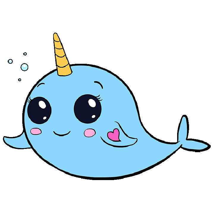 Cute Narwhal Drawing for Beginner
