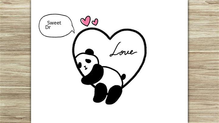 Cute Sleeping Panda Drawing Valentines Day Special