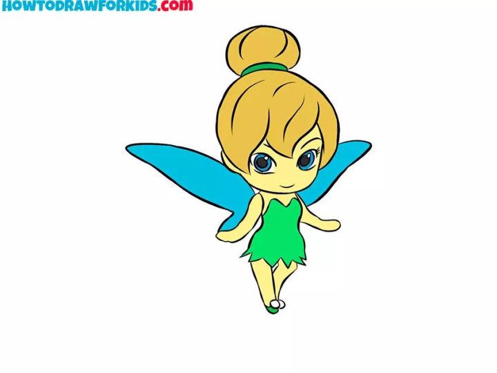 how to draw tinkerbell face step by step
