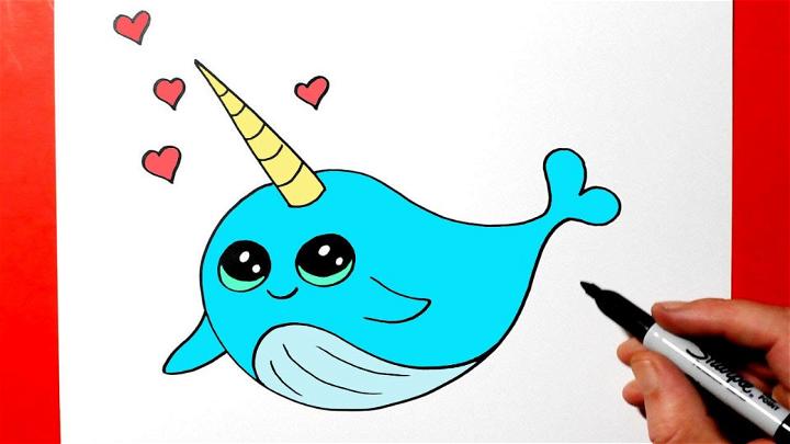 Cute and Easy Narwhal Drawing