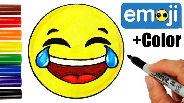 Color Pencil Laughing Tears of Joy Emoji Drawing