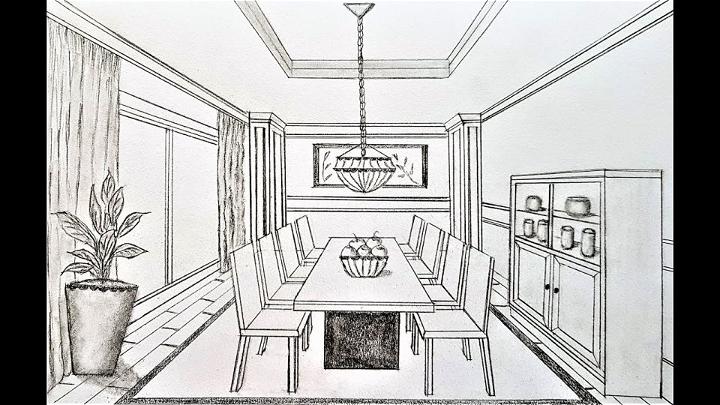 Draw a Dining Room in Point Perspective