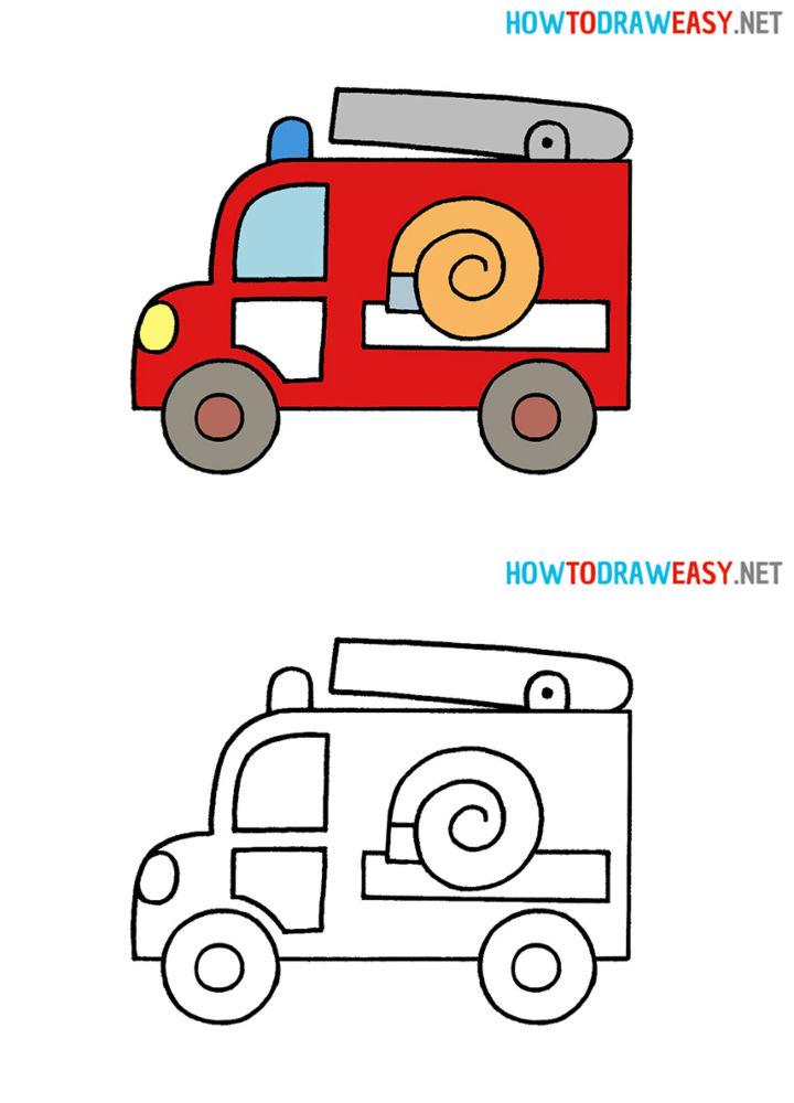 Draw a Fire Truck for Preschoolers