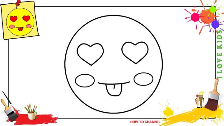 Draw a Heart Eyes Emoji Sketch