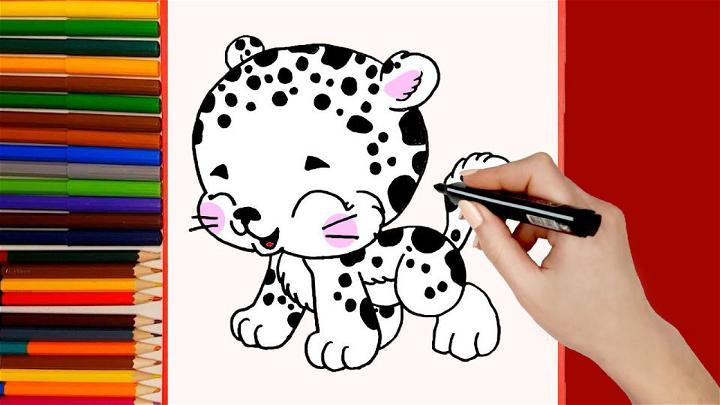 snow leopard drawings for kids