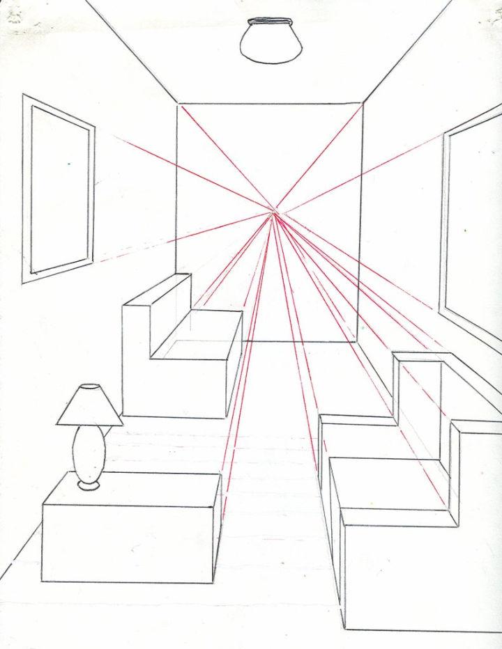 Draw a Room Using One Point Perspective
