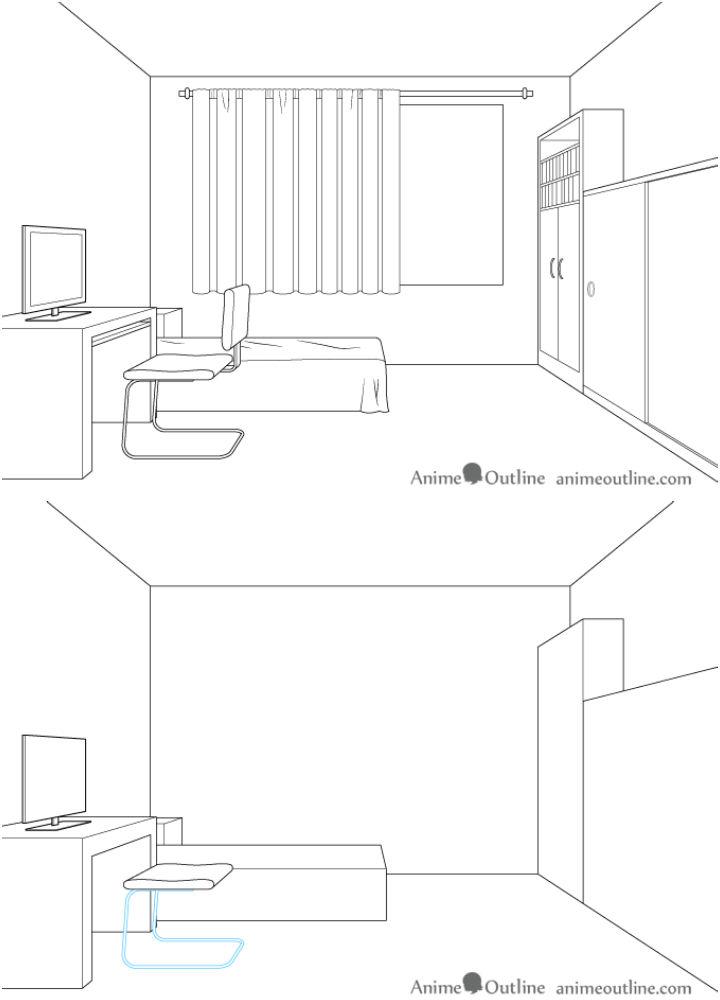 Draw a Room in One Point Point Perspective