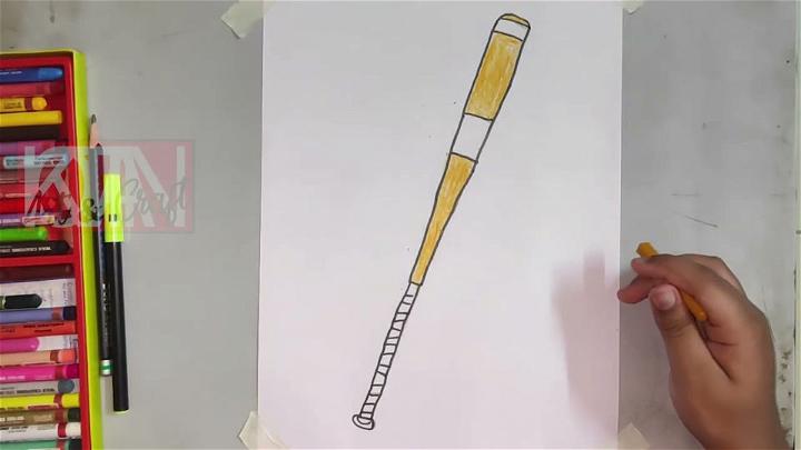 Draw and Color Baseball Bat for Kids