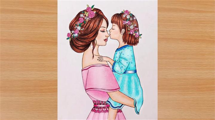 Drawing of Mom and Daughter
