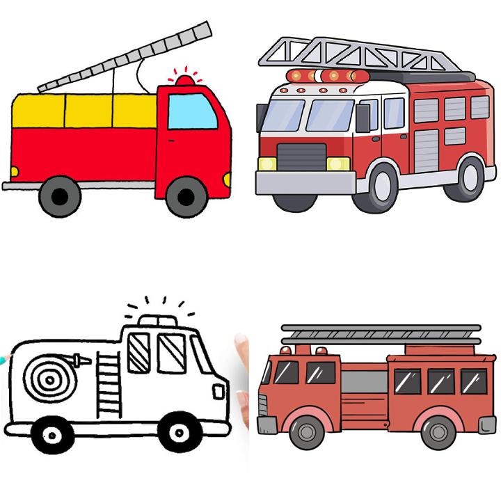 How to Draw a Fire Truck Drawing  Step by Step Fire Engine Easy Outline  Tutorial  YouTube