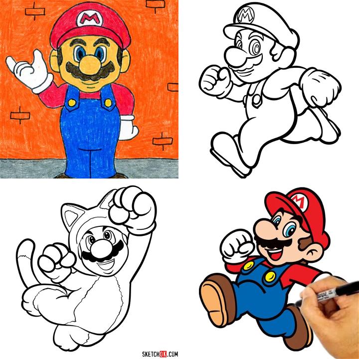 How to draw SUPER MARIO step by step easy simple drawing tutorial  Barnett  Gallery