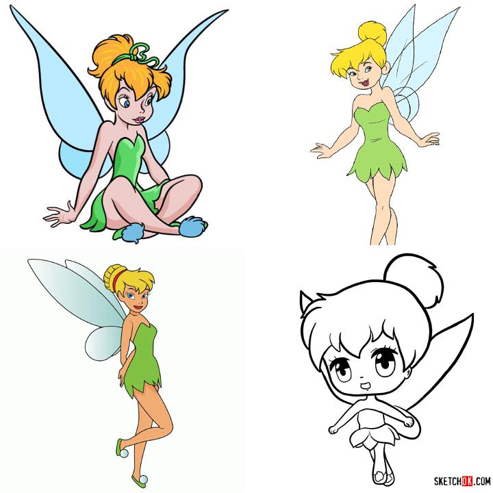how to draw tinkerbell outline