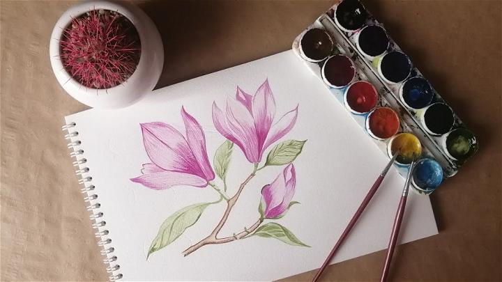 Easy Way to Draw Magnolia Flower