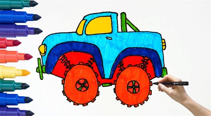 Easy Way to Draw a Monster Truck
