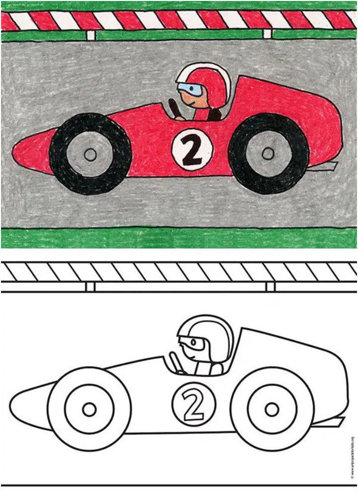Easy Way to Draw a Race Car