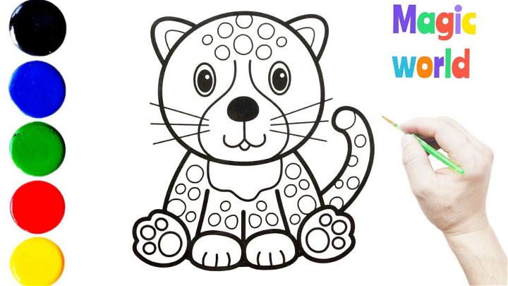 snow leopard drawings for kids