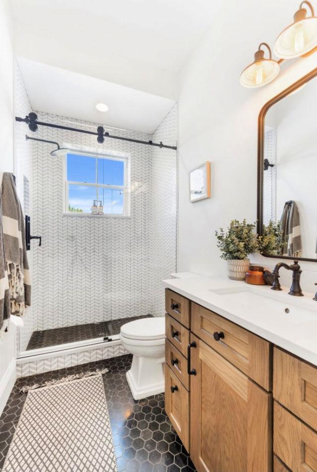 Farmhouse Bathroom Reveal With Jeffrey Court Tile