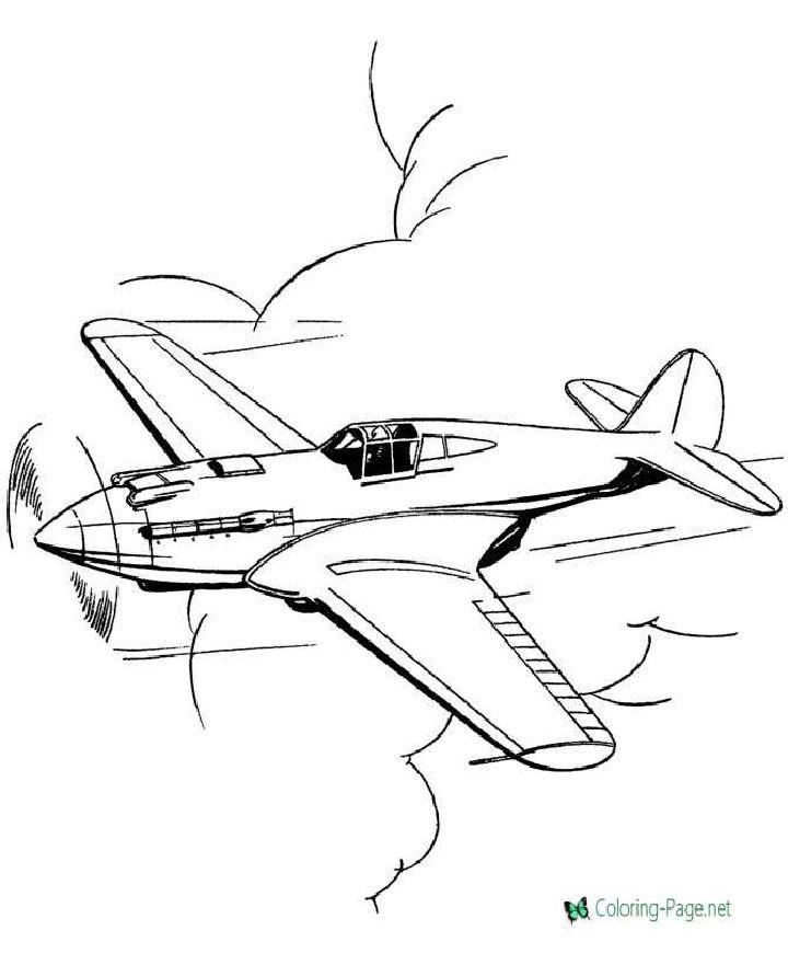 Free Airplane Coloring Page to Print