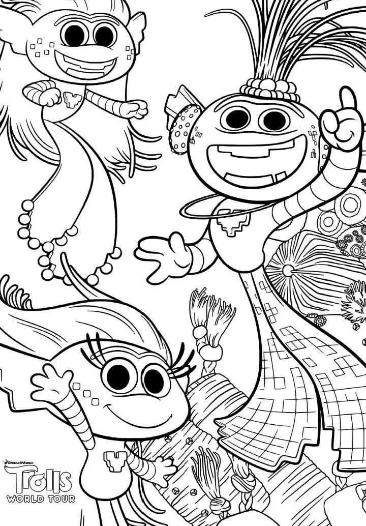 Free Trolls World Tour Coloring Pages