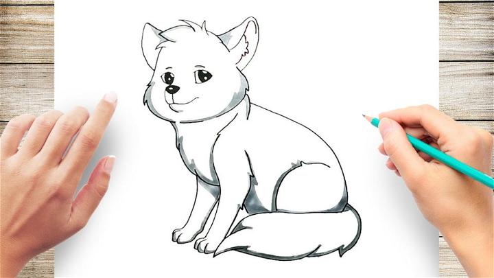 Realistic Arctic Fox Drawing