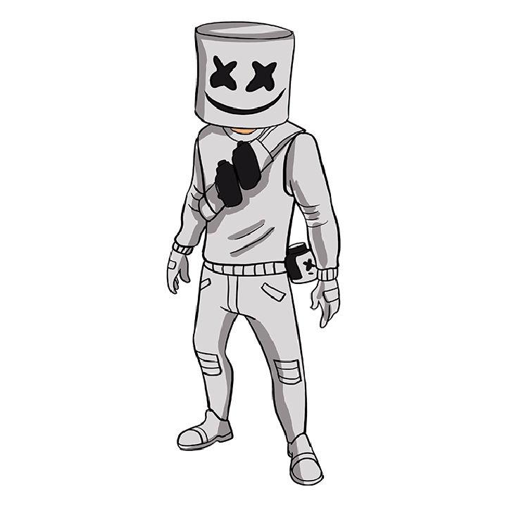 How to Draw Marshmello from Fortnite