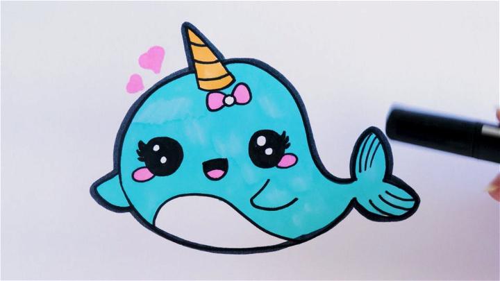 How to Draw Narwhal with Color