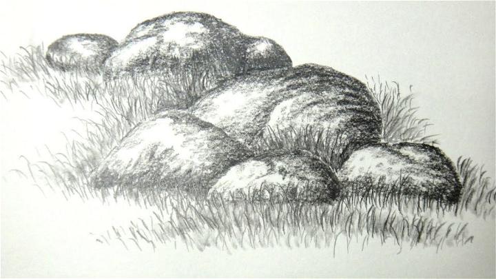 How to Draw Rocks with Pencil