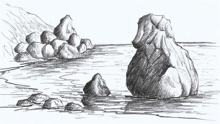 Draw Small and Big Rocks with Landscape