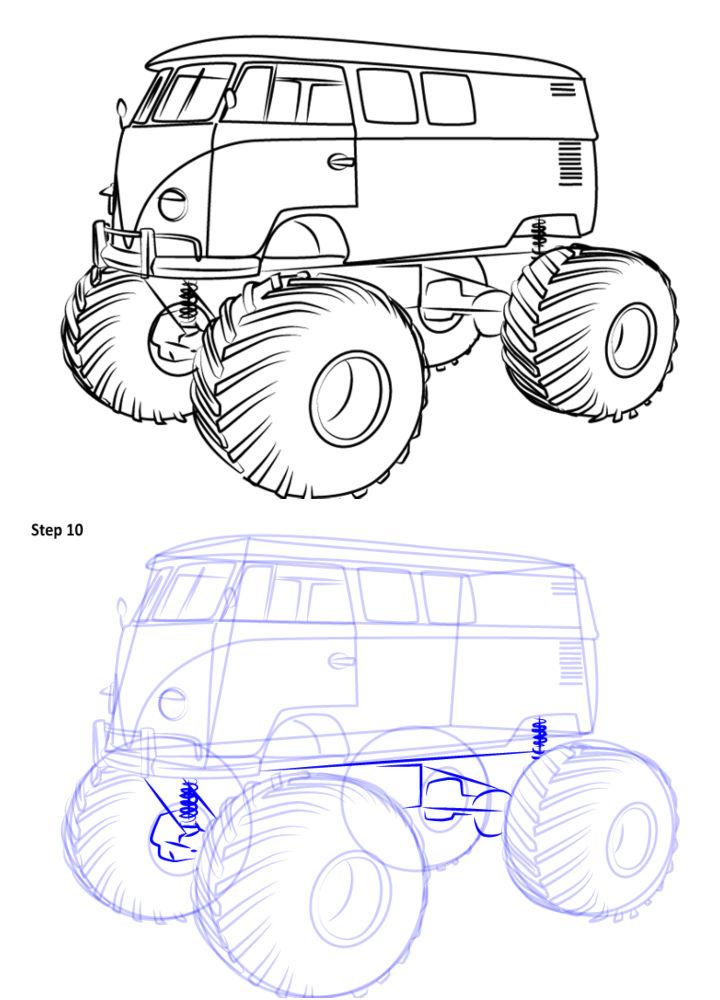 How to Draw a Volkswagen Monster Truck