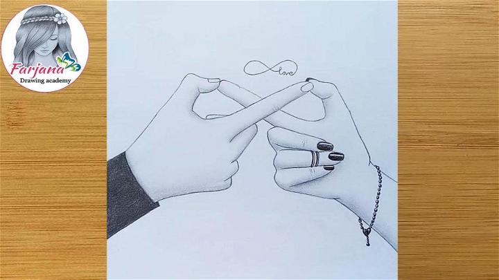 Infinite Love Symbol with Couple Hand Drawing