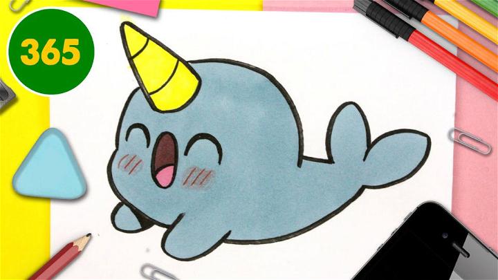 Kawaii Narwhal Drawing