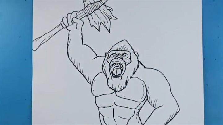 King Kong Drawing with Axe