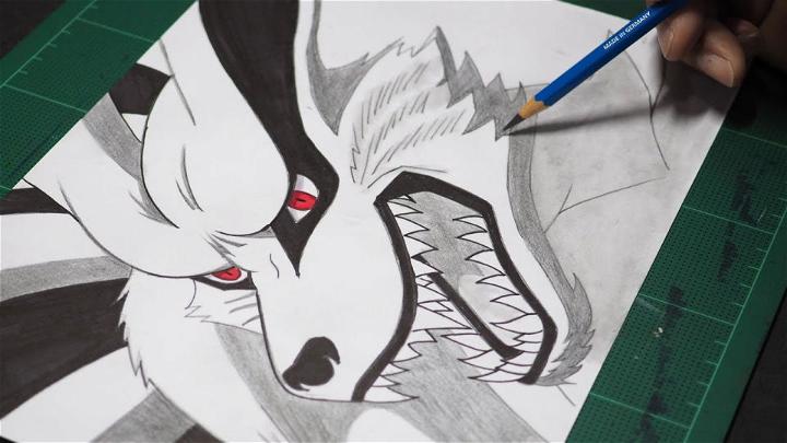 Naruto and Kurama split face drawing. : r/ZHCSubmissions