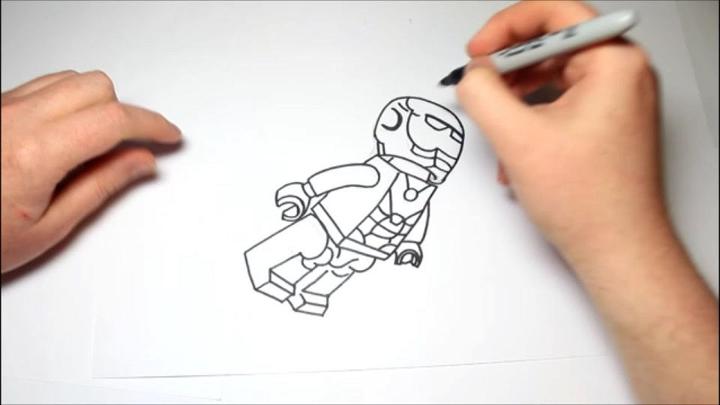 Lego Marvel Iron Man Drawing for Kids