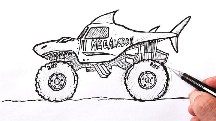 Megalodon Monster Truck Drawing